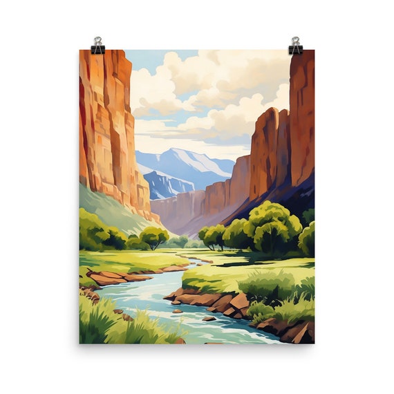 Atuel Canyon Watercolor Print Argentina Travel Gift Mendoza San Rafael South America Poster Red Rocks Argentine Decor