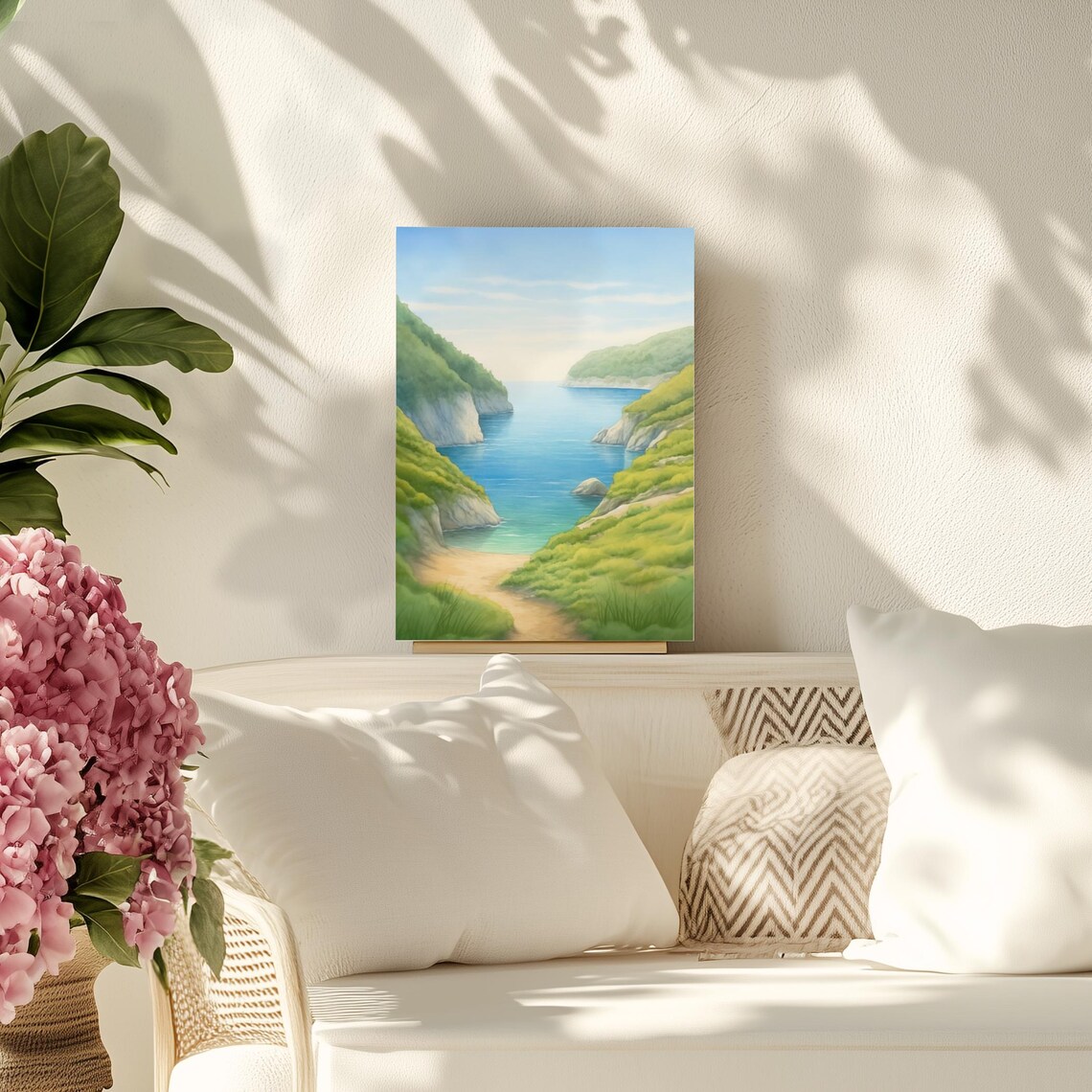 Thassos Greece Watercolor Poster Aegean Sea Island Cove Landscape