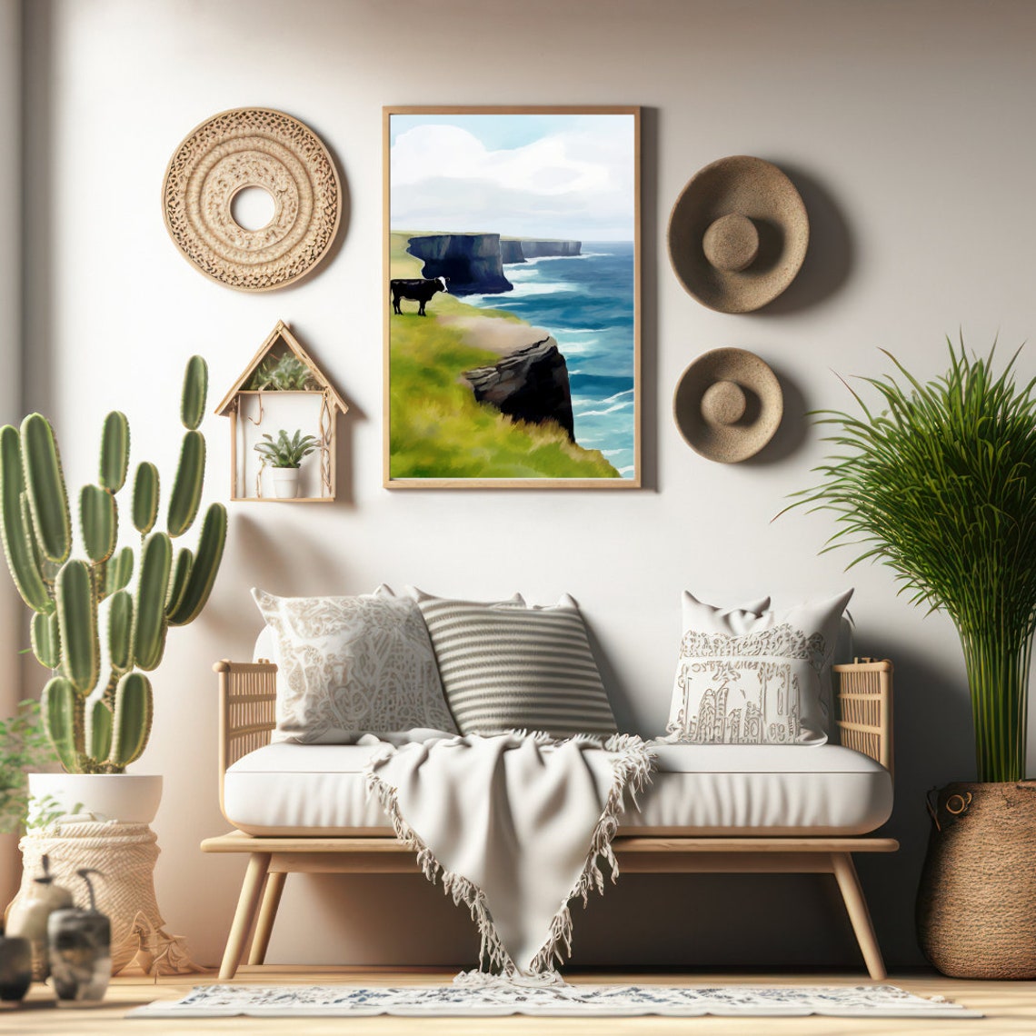 Inishmore Black Cow Sea Cliffs Atlantic Coast Watercolor Poster - Image 2