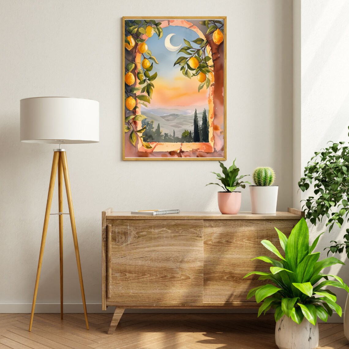 Lemon Tree Arch Watercolor Art Print, Mediterranean - Image 2