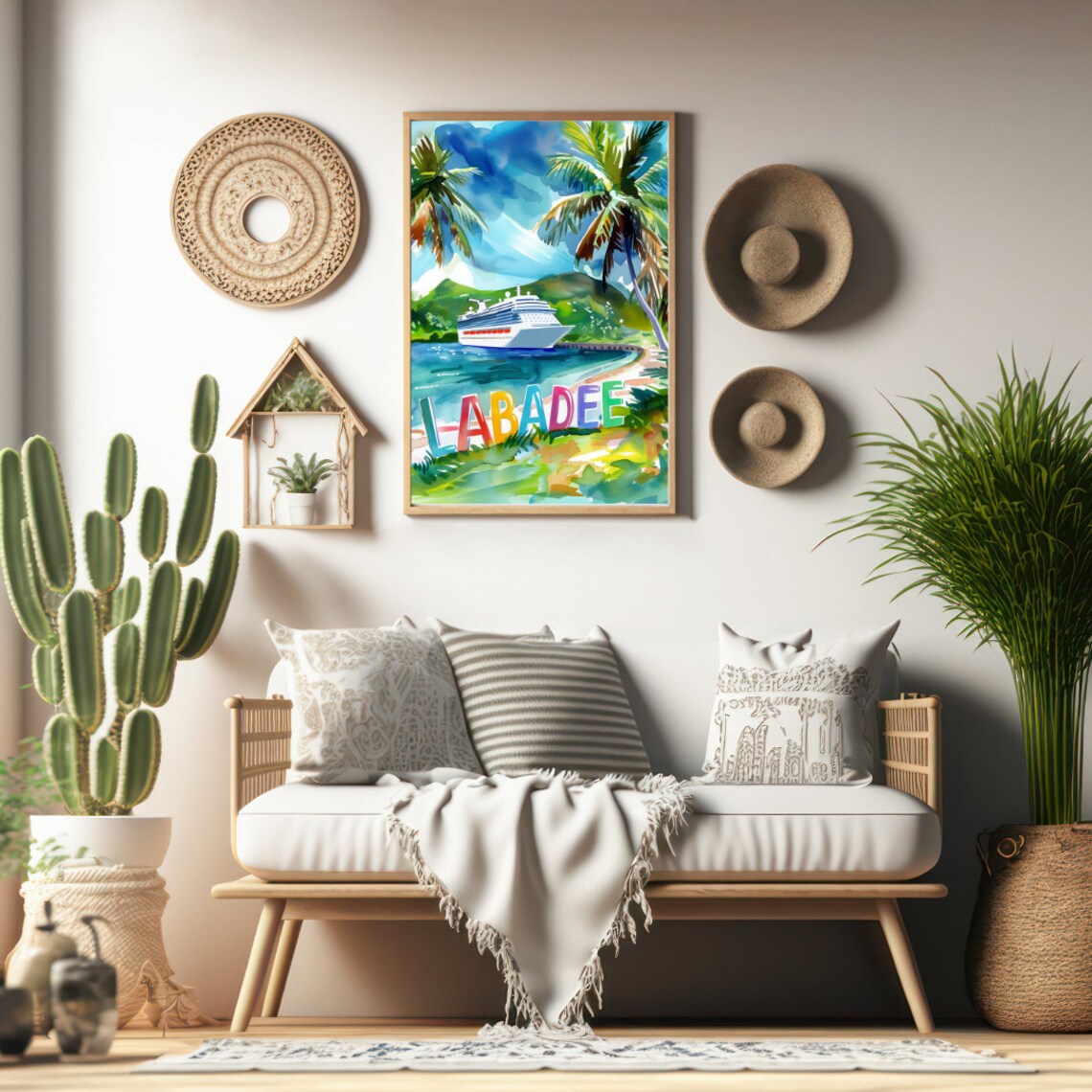 Labadee Haiti Cruise Ship Colorful Letters Watercolor Poster - Image 2
