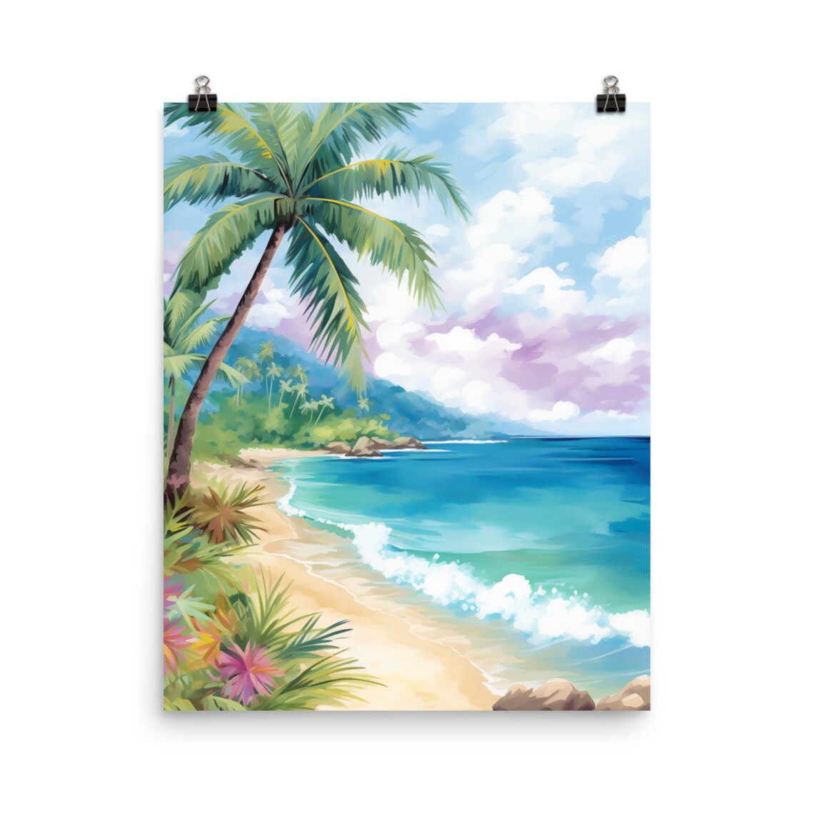 St Lucia Watercolor Travel Poster, Tropical Island Decor