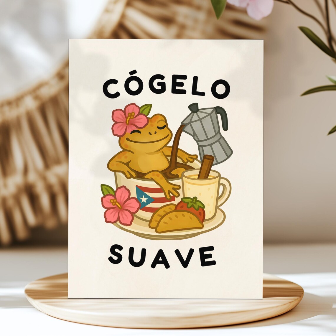 Cogelo Suave Watercolor Print, Puerto Rico Decor