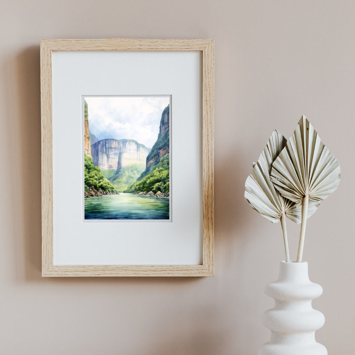 Wide River Through Towering Green Canyon Cliffs Mexico Poster - Image 2