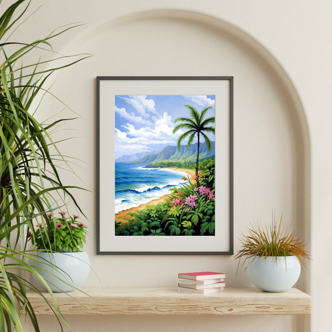 Molokai Watercolor Travel Poster, Hawaii Landscape - Image 3