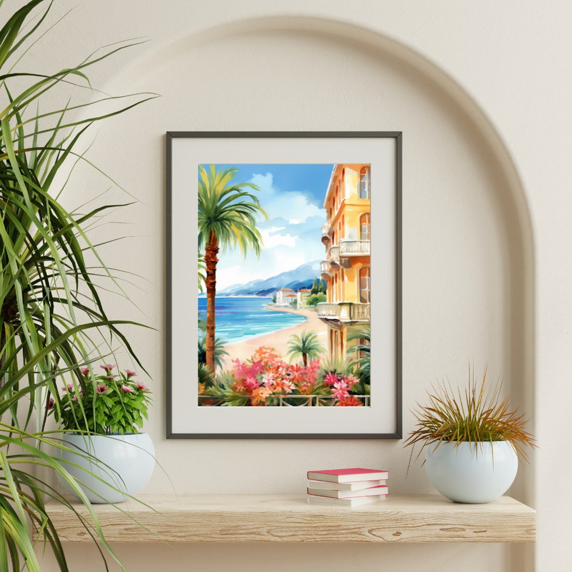 Nice Promenade Beach with Palms and Grand Hotel Building Poster - Image 3