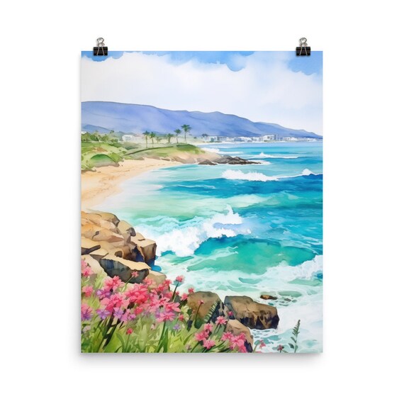 Cata Bay Venezuela Turquoise Tropical Beach Watercolor Poster