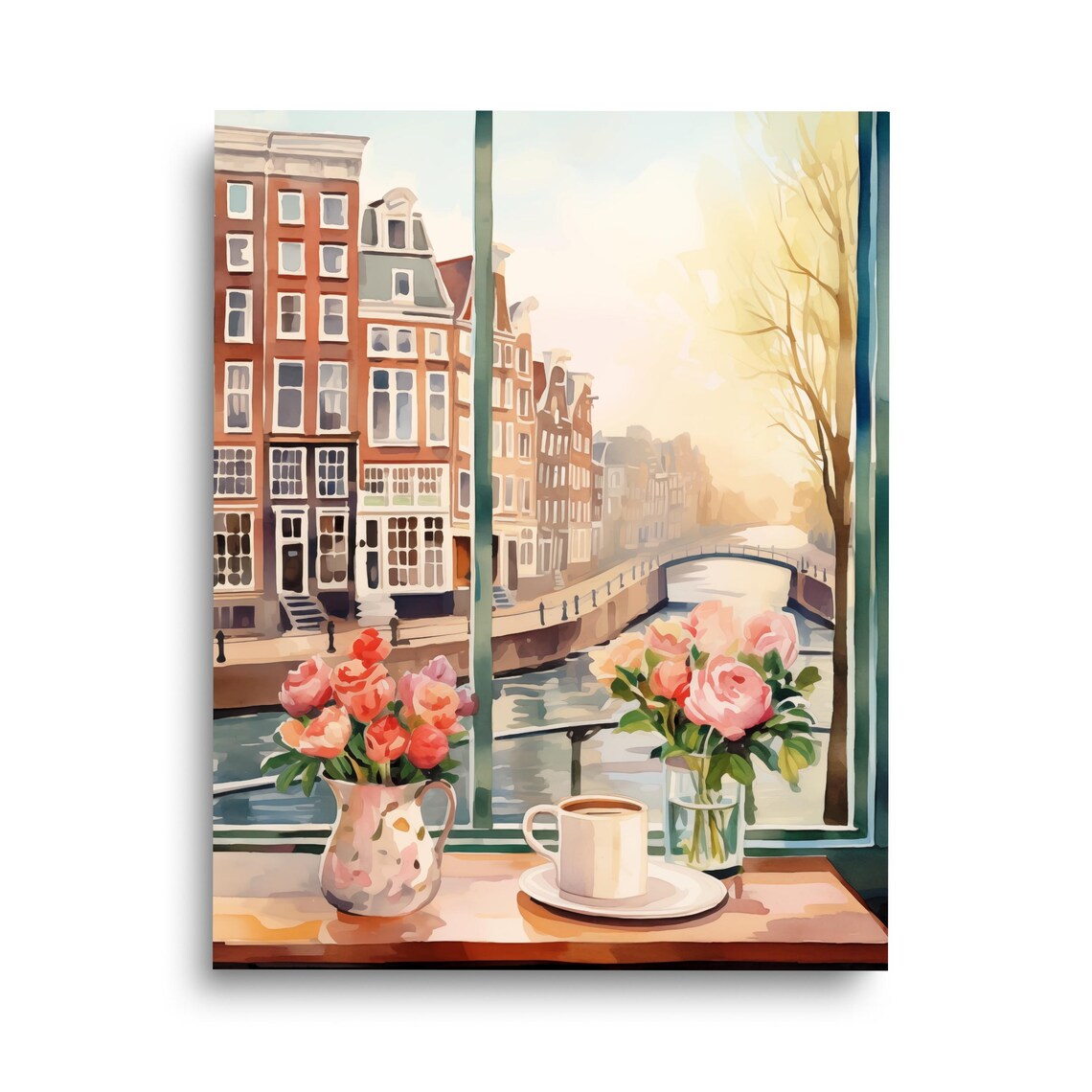 Dutch Coffee Shop Watercolor Print, Rotterdam Travel Poster