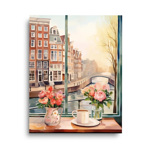 Dutch Coffee Shop Watercolor Print, Rotterdam Travel Poster