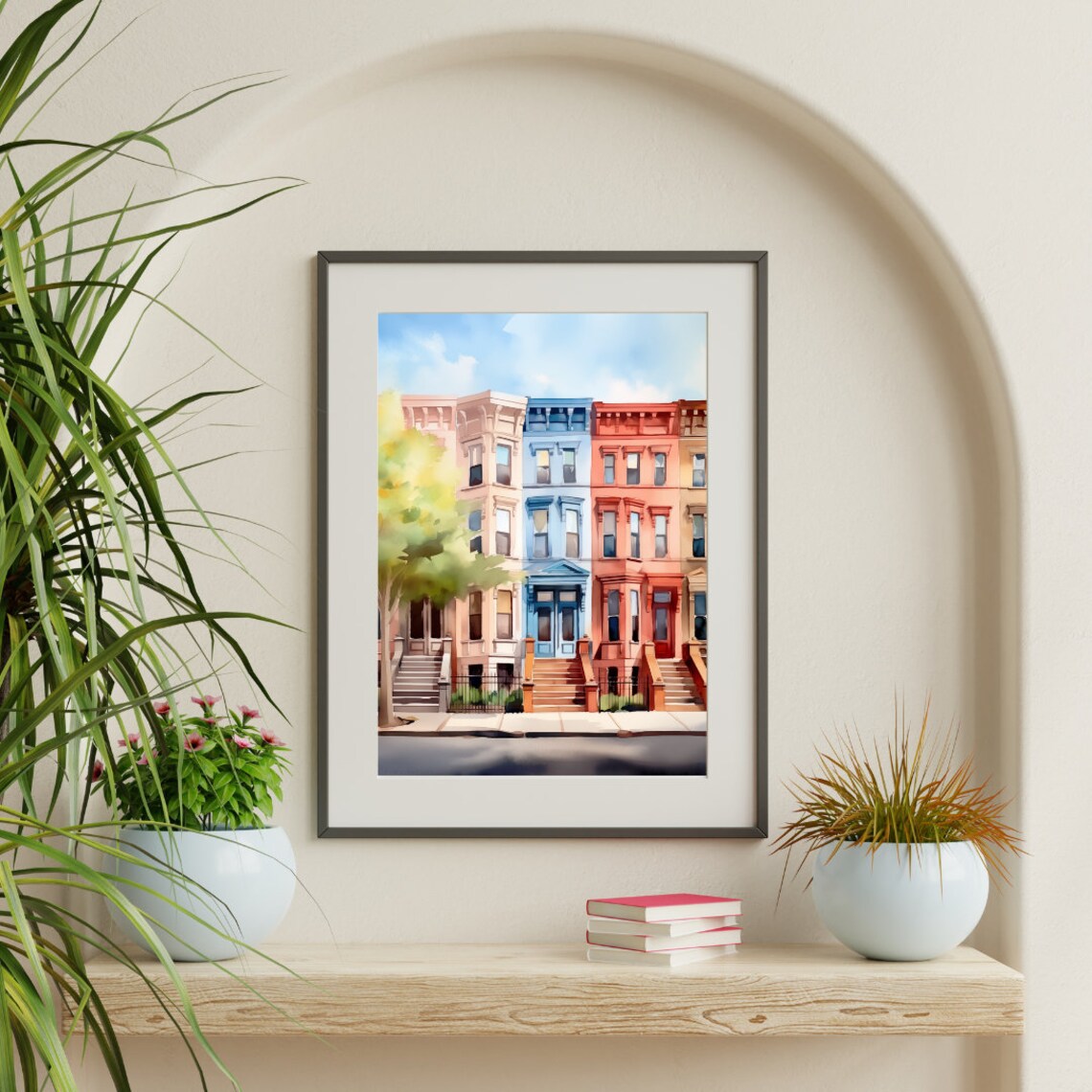 Brooklyn Watercolor Art Print, New York City Brownstones - Image 3