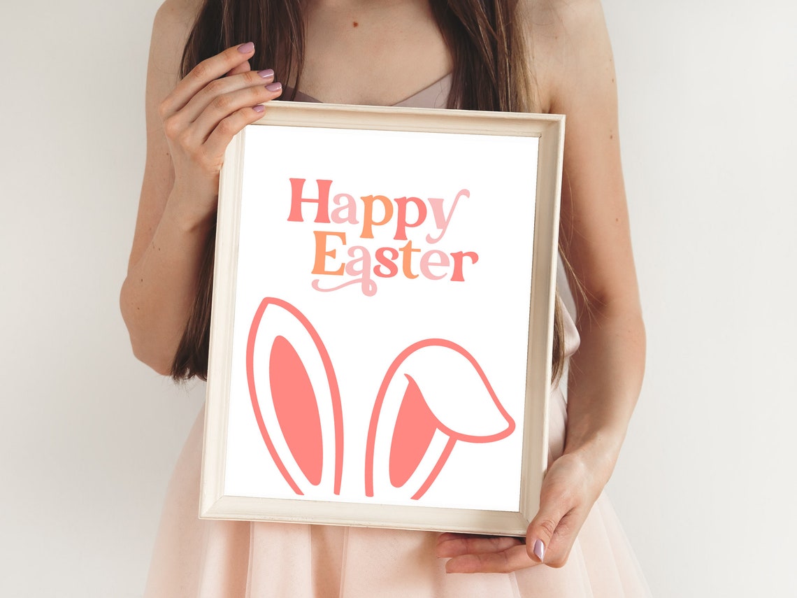 Happy Easter Bunny Ears Wall Art Print - Image 3