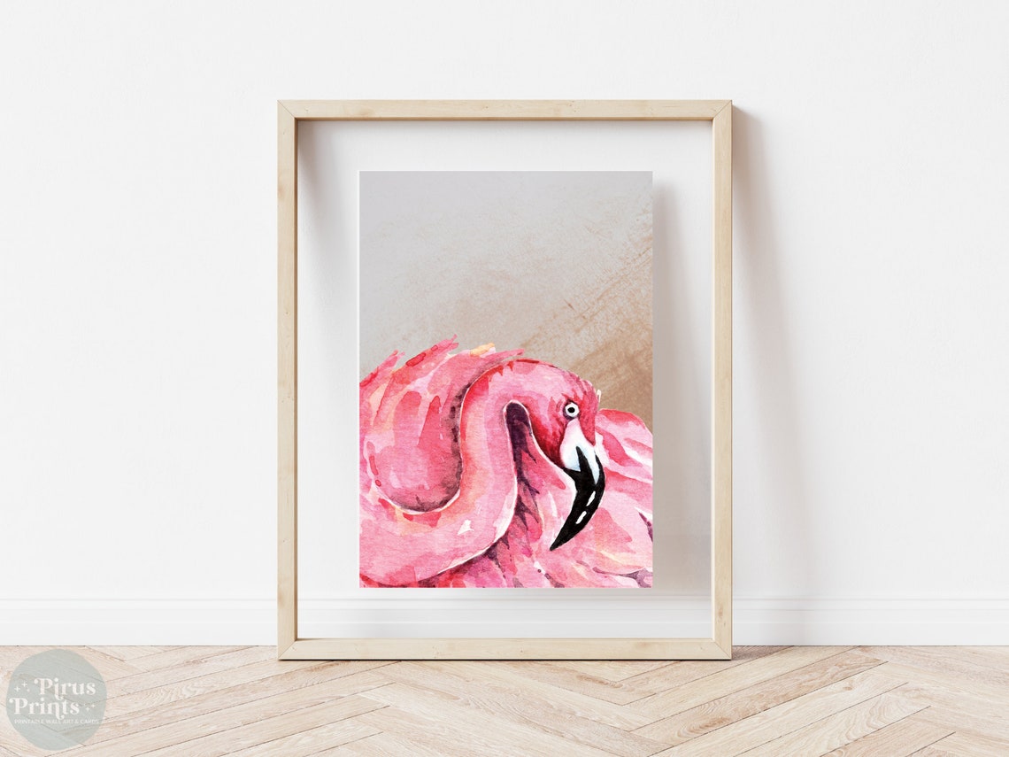 Tropical Pink Flamingo Watercolor Close Up Bold Maximalist Wall Art - Image 5