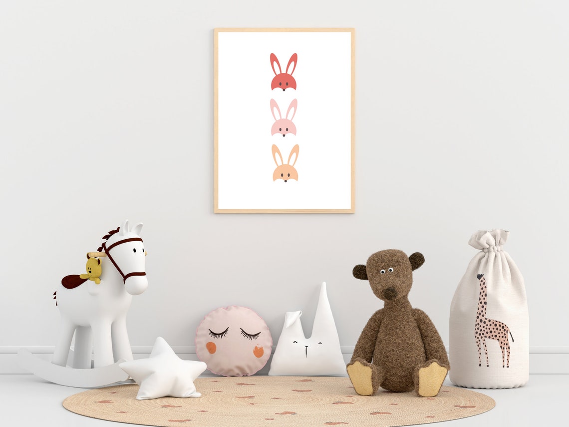 Bunny Easter Decor For Kids Room Nursery Wall Art Cute Easter Playroom Room Spring Decor Bunny Poster - Image 2