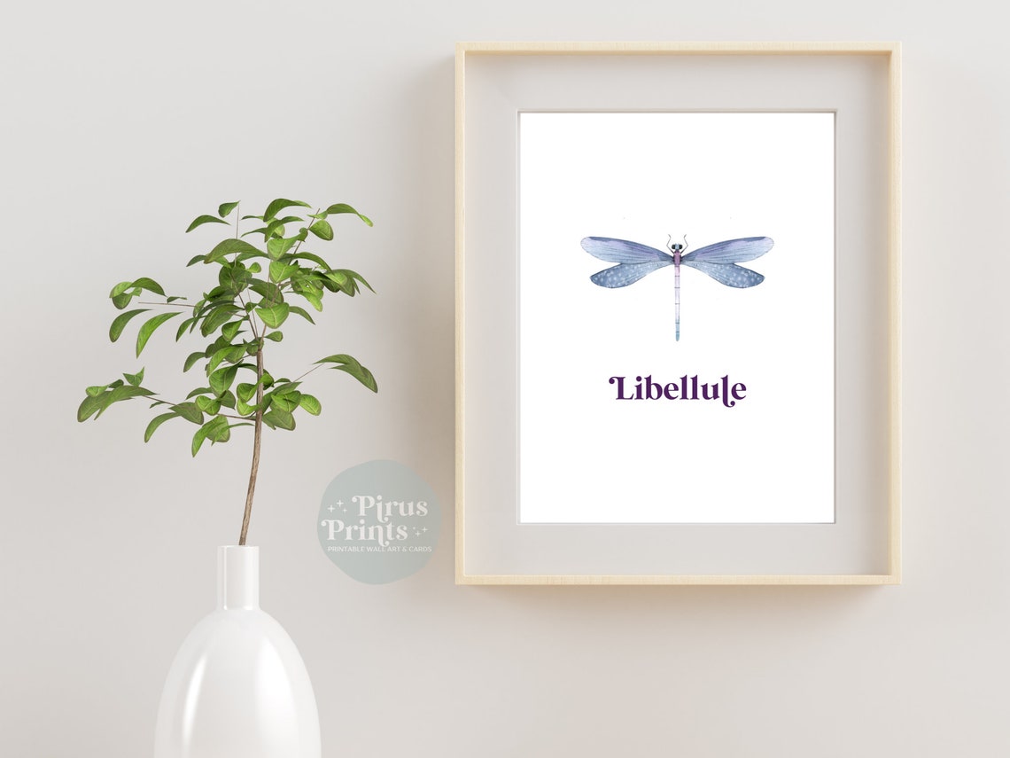 Watercolor Dragonfly Libellule Blue Insect Botanical Minimal Art Print - Image 5