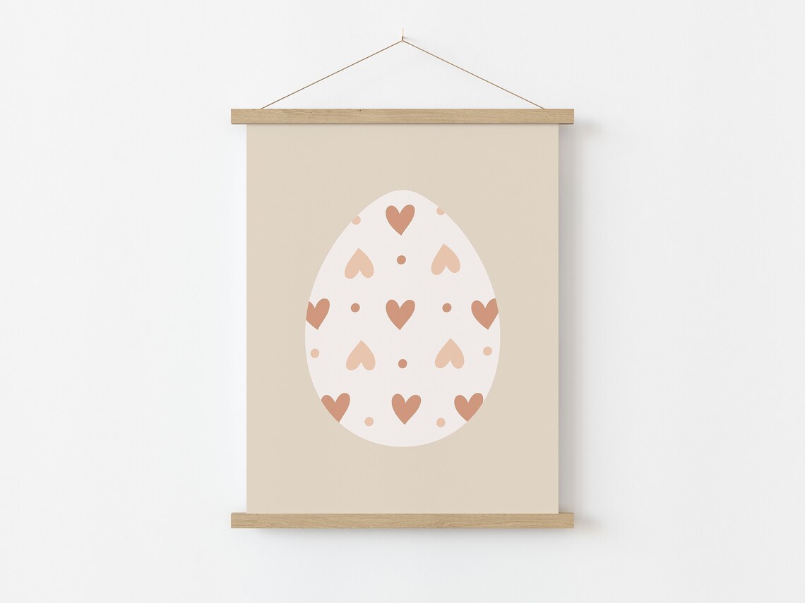 Boho Easter Egg Heart Art Print, Nursery Decor - Image 3