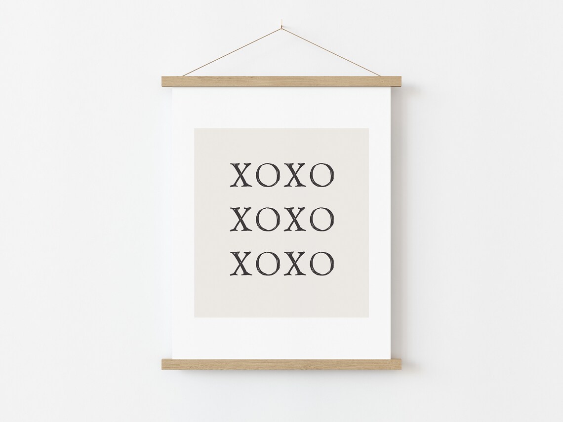 Minimal XOXO Valentines Day Decor Art Print, Black White - Image 2