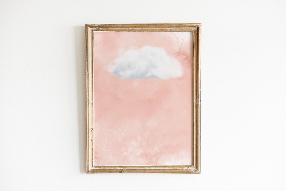 Pink Cloud Sky Art Print, Light Academia Decor - Image 4