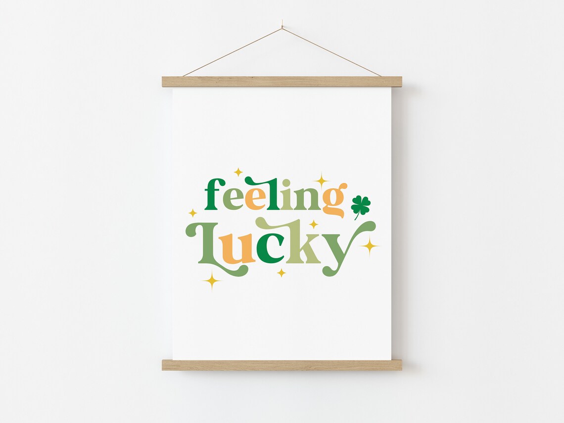 Cheerful Feeling Lucky Green Retro Shamrock St Patricks Wall Art - Image 5