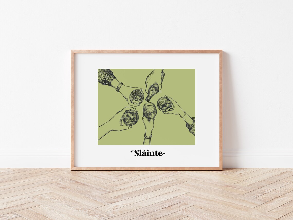 Slainte St Patricks Day Art Print, Irish Cheers - Image 5