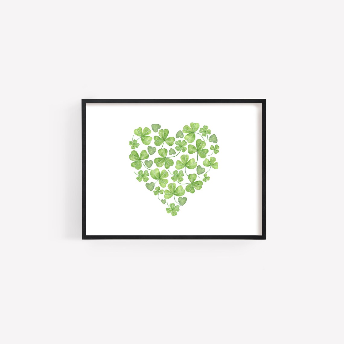 Shamrock Heart Print, Watercolor St. Patricks Day Decor - Image 2
