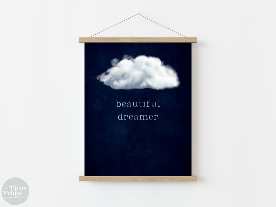 Blue Cloud Wall Art Abstract Cloud Print Beautiful Dreamer Poster Maximalist Decor Night Sky Wall Art - Image 5