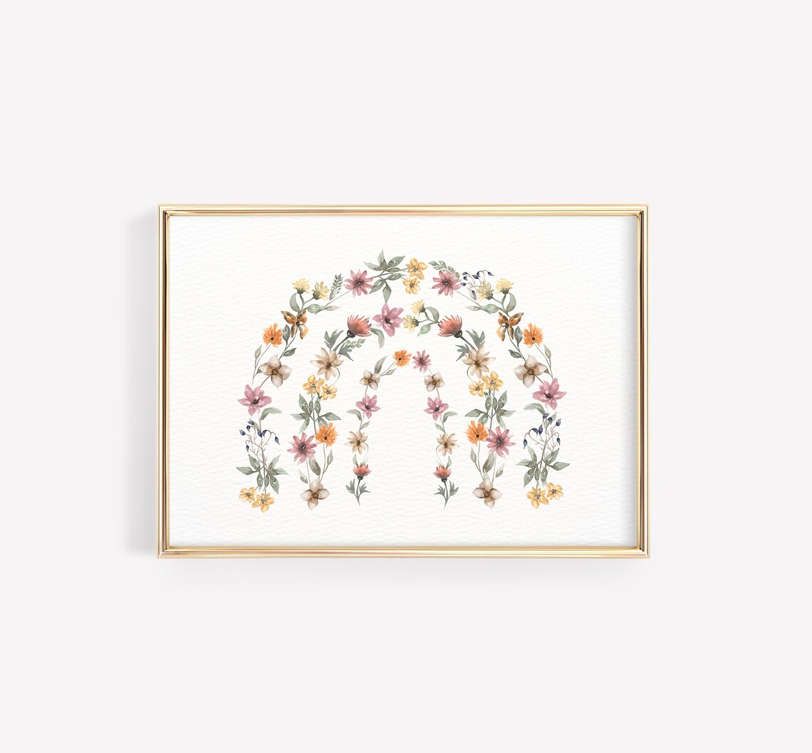 Wildflower Rainbow Boho Spring Art Print, Nursery Decor - Image 4