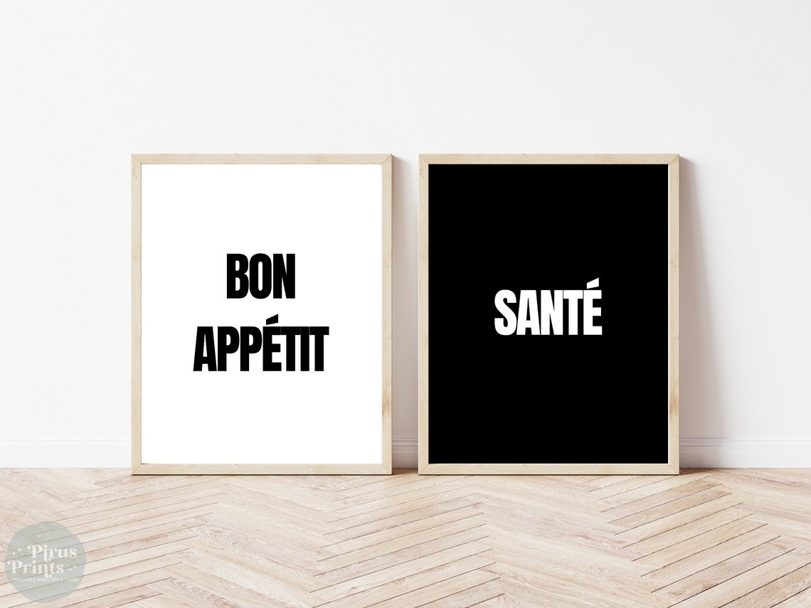 Bon Appetit Bold Graphic Black White Modern Kitchen Wall Art - Image 5