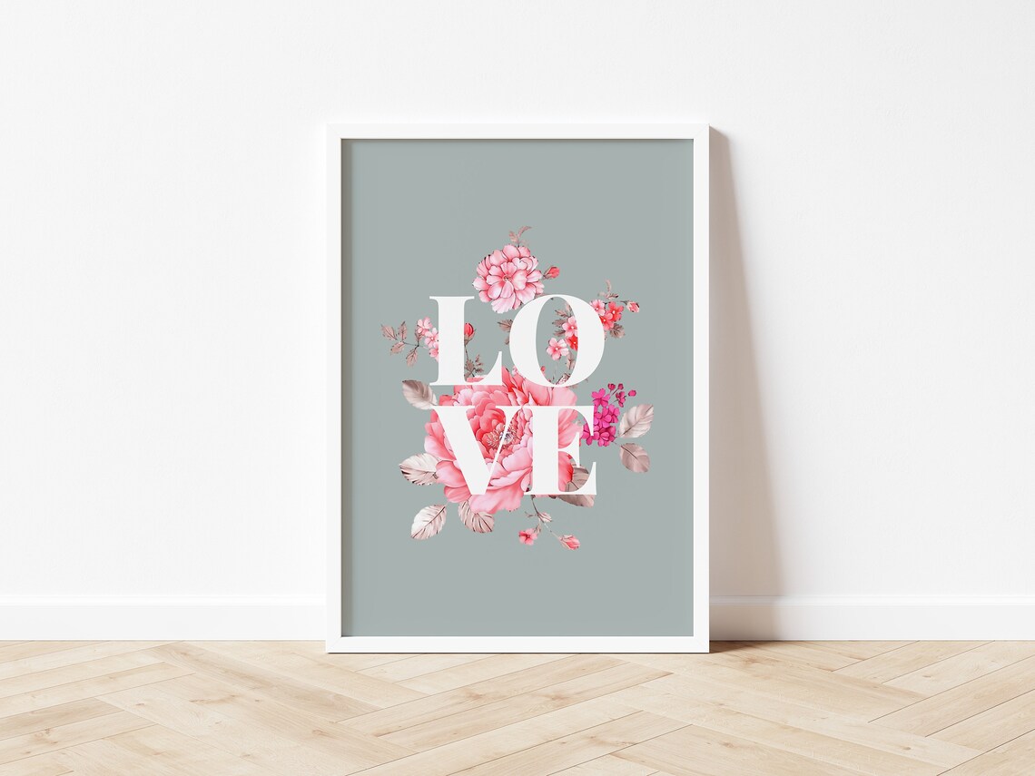 Valentines Day Floral Love Art Print, Nursery Decor - Image 2