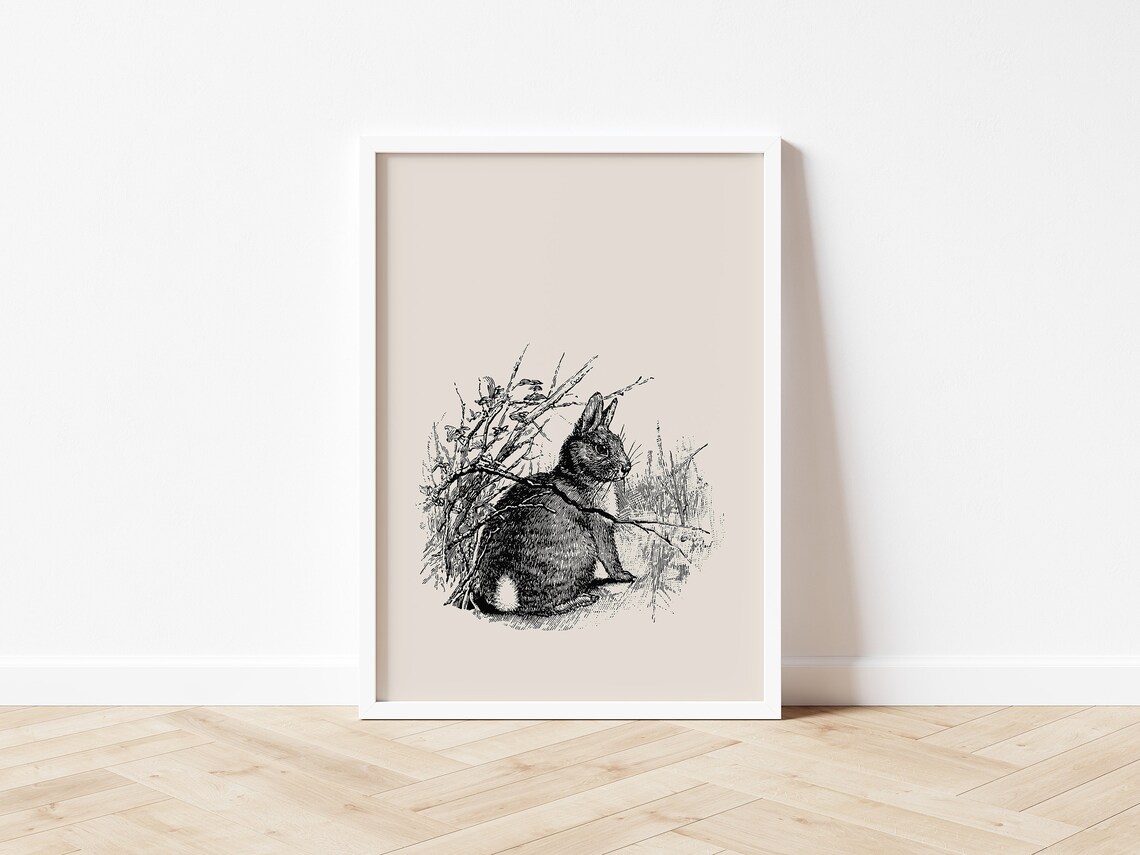 Bunny Rabbit Print, Minimalist Easter Wall Art - Image 3