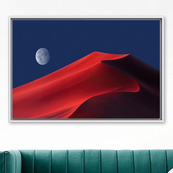 Moon Artwork Red Desert Home Decor Canvas Personalized Gift For Mom Modern 3d Large Wall Art