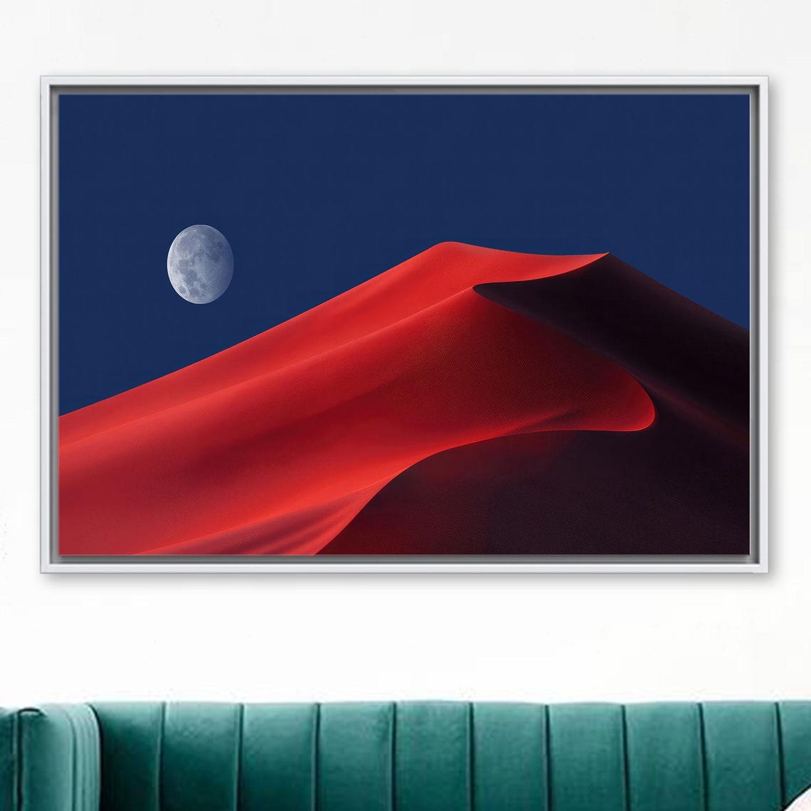 Moon Artwork Red Desert Home Decor Canvas Personalized Gift For Mom Modern 3d Large Wall Art