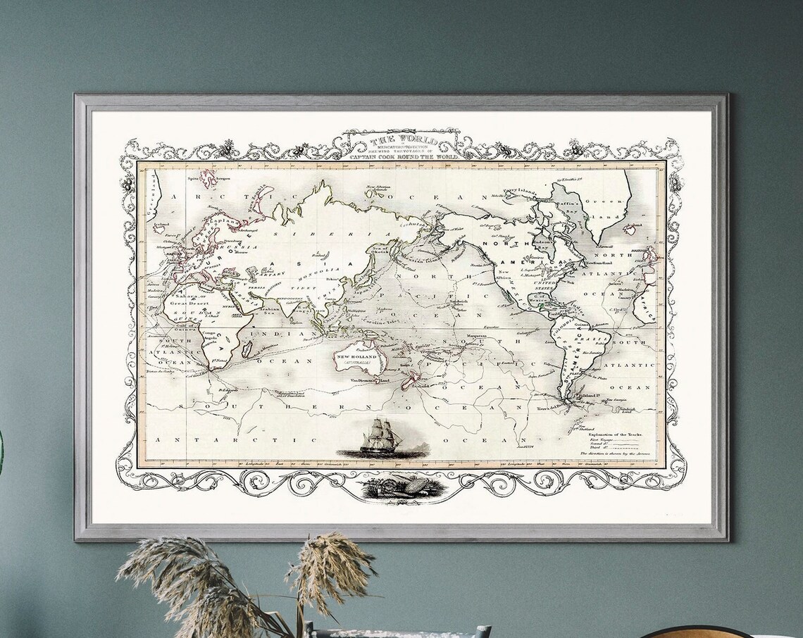 Old Map Of The World Vintage Travel Poster
