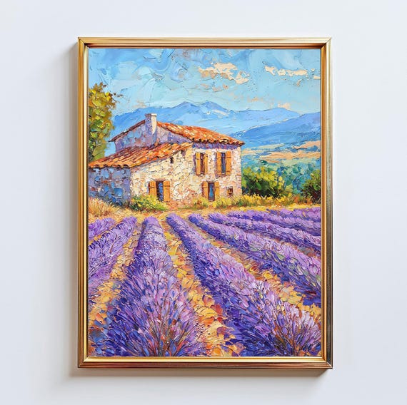 Brazil Lavender Farm Landscape Serra Gacha South America Impasto Painting Instant