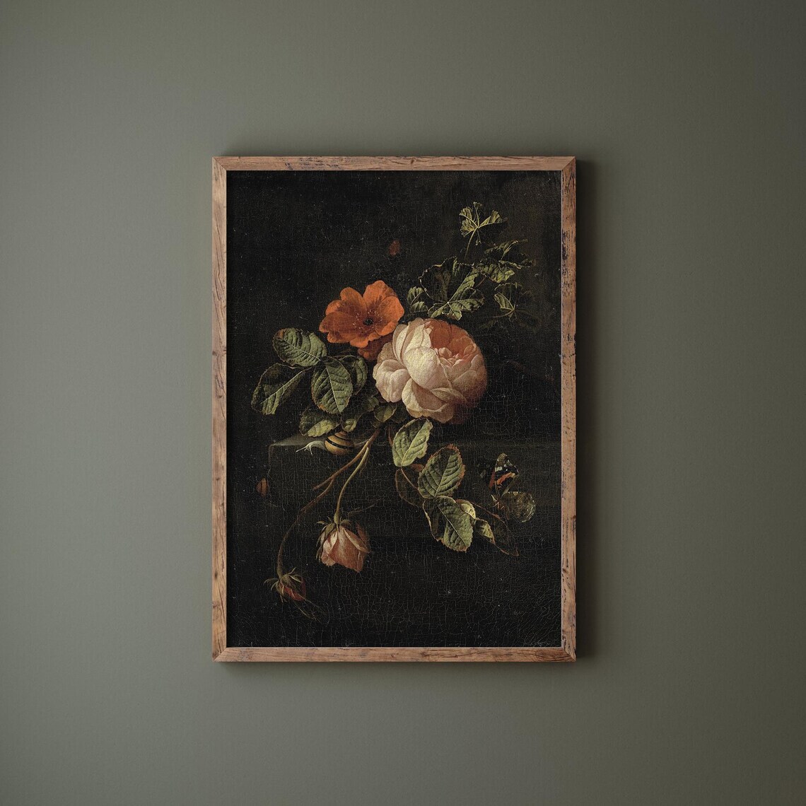 Roses Still Life Dark Background Vintage Floral Oil Painting Poster - Image 3