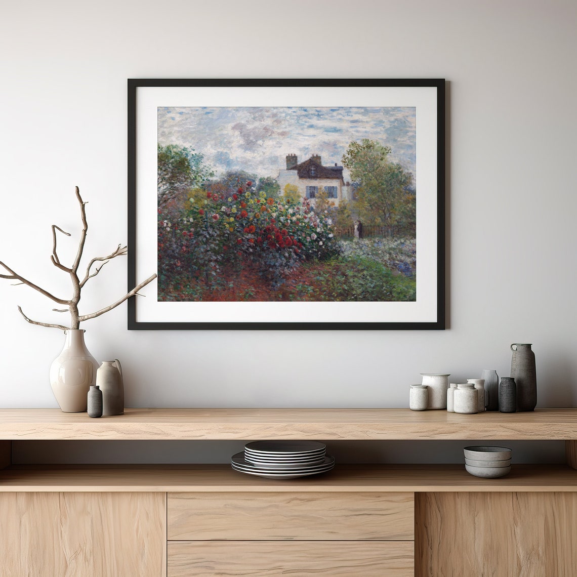 Monet Dahlia Garden Argenteuil Impressionist Floral Painting Poster - Image 3
