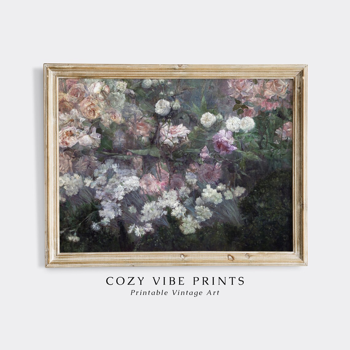 Vintage Rose Garden Impressionist Oil Painting Lush Floral Poster - Image 2