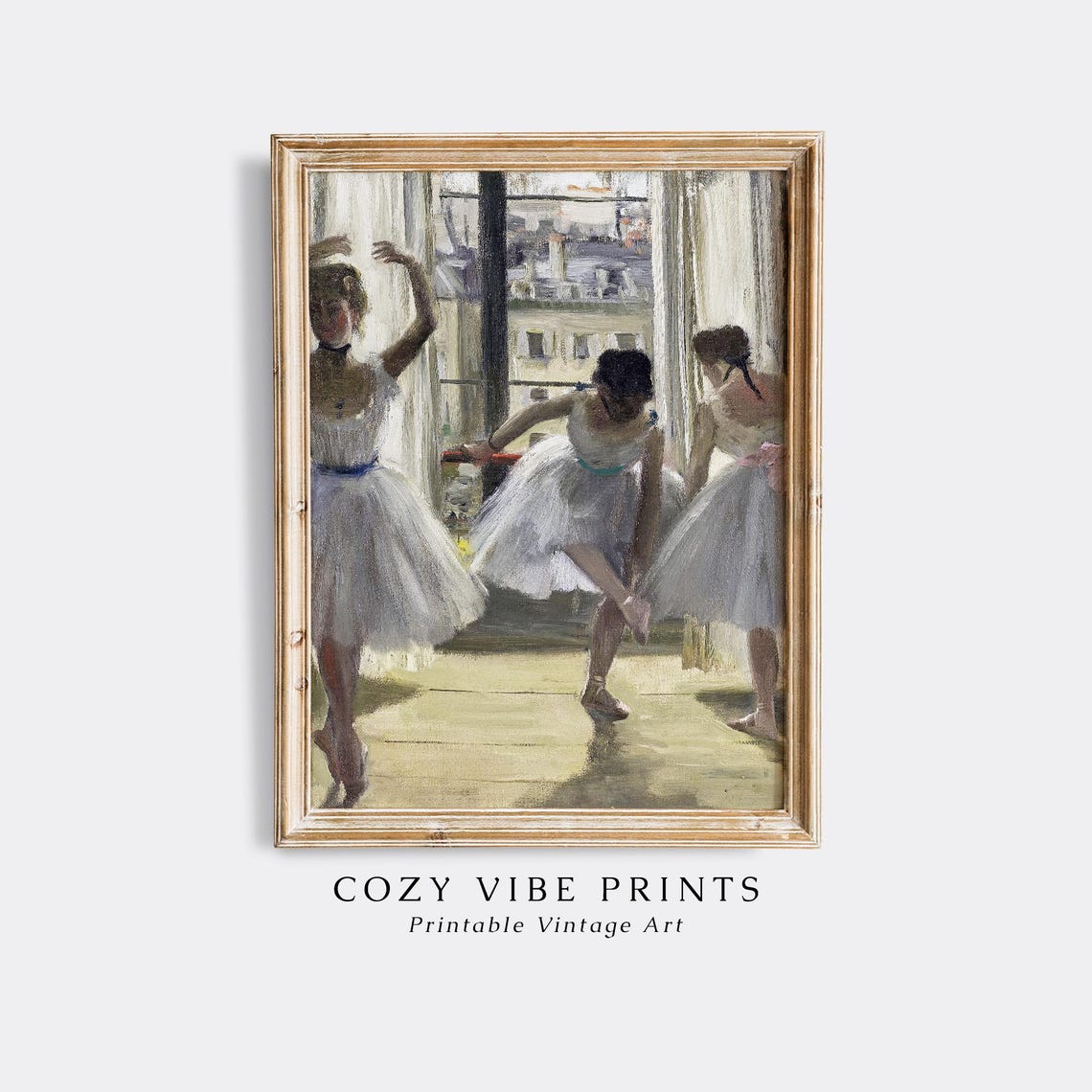 Ballerinas Rehearsing in Studio Vintage Dancers Oil Painting Poster
