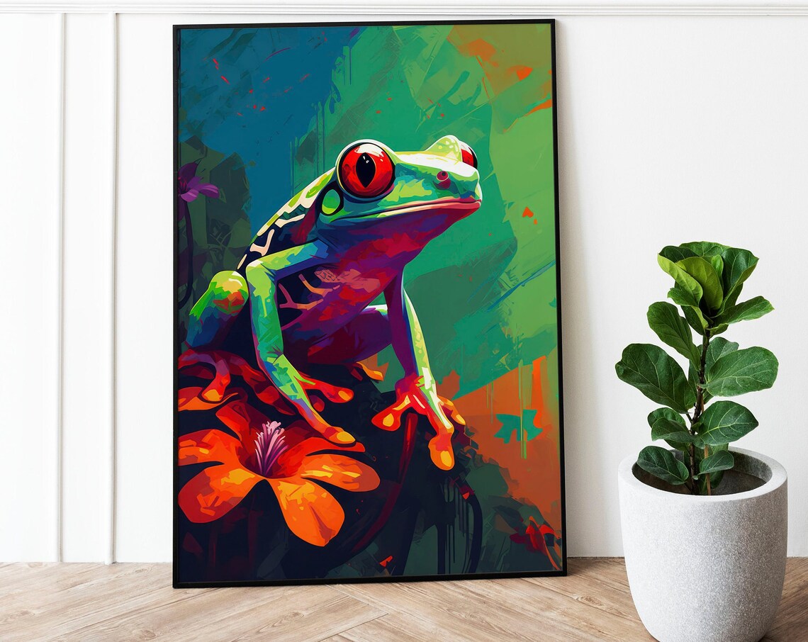 Red Eyed Tree Frog Print, Tropical Wildlife Decor