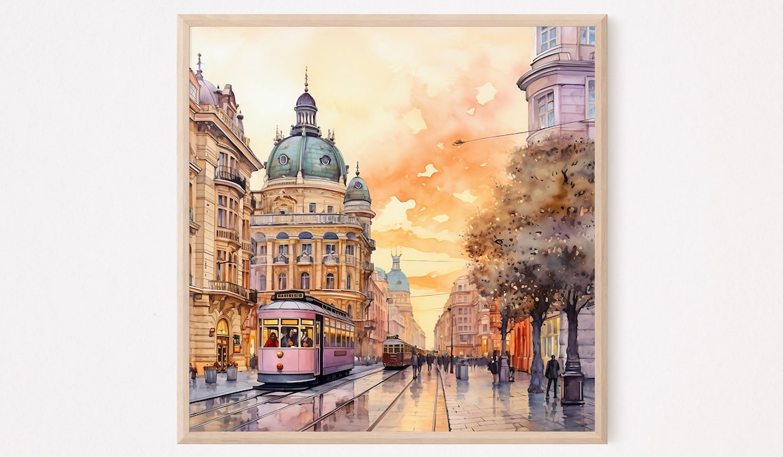 Vienna Austria Bohemian Watercolor Travel Poster