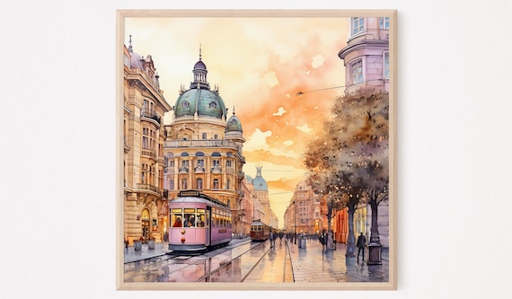 Vienna Austria Bohemian Watercolor Travel Poster