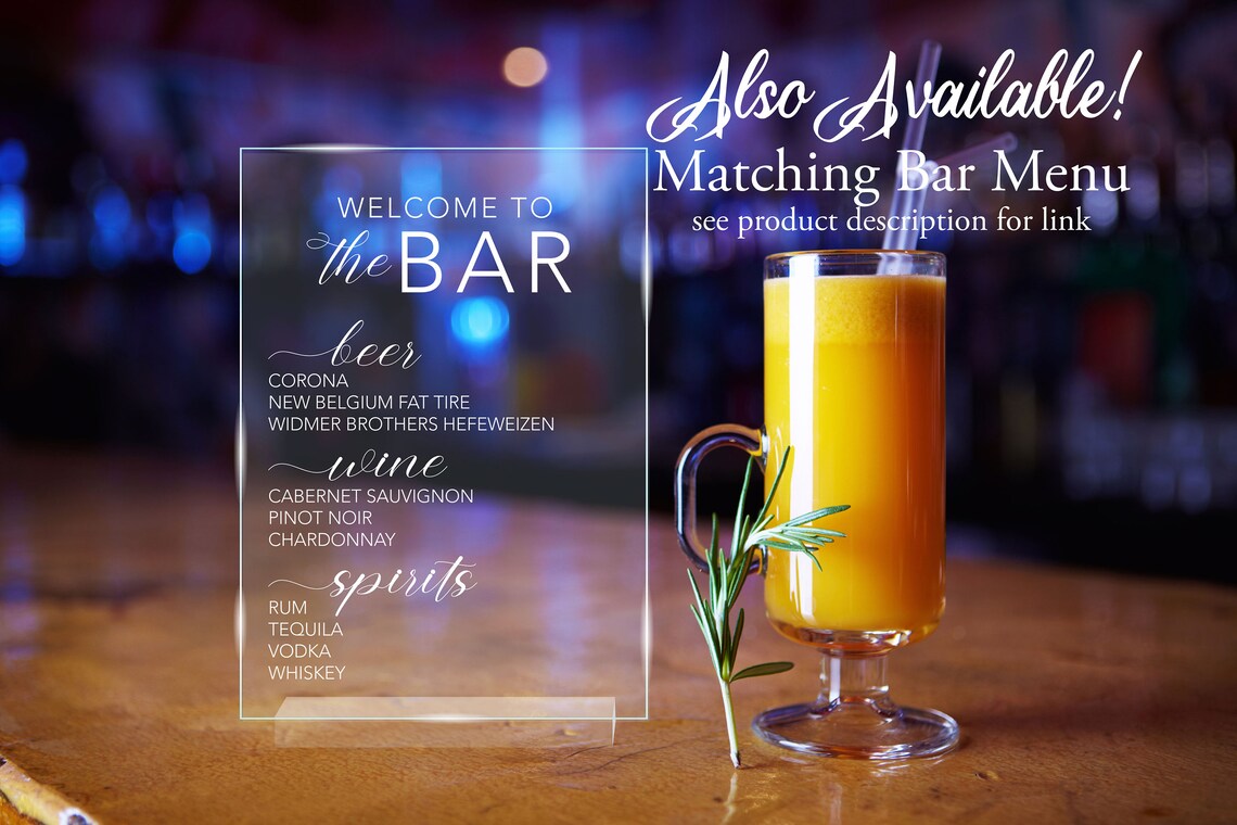 The Signature Drinks His And Hers Wedding Bar Menu Acrylic Sign Print - Image 3