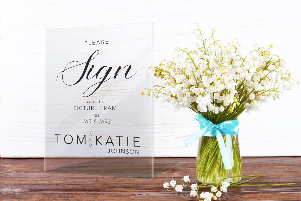 Custom Acrylic Guest Book Wedding Plaque, QR Code - Image 3