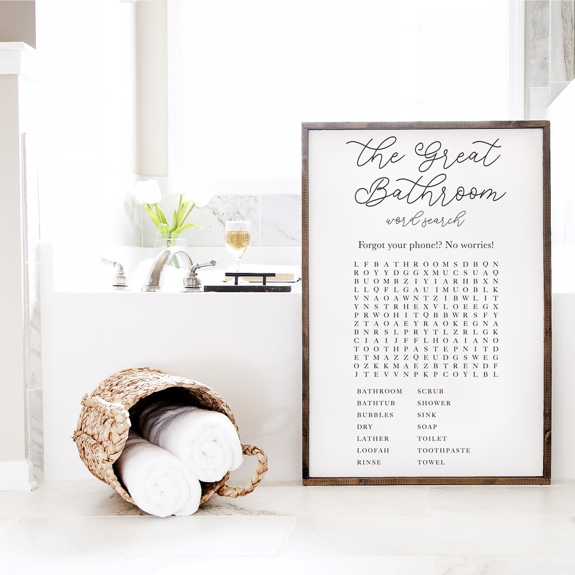 The Great Bathroom Word Search Game Funny Washroom Sign Poster - Image 2
