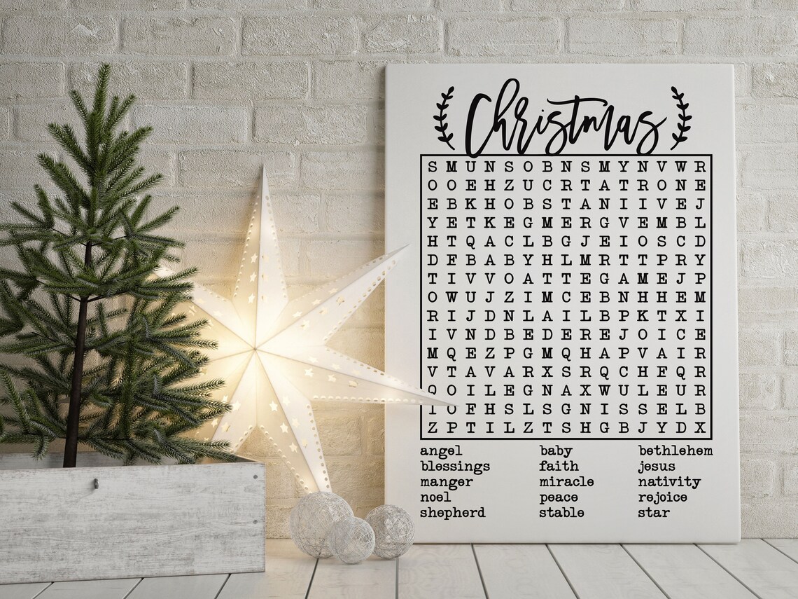 Merry Christmas Word Search, Christmas Wall Art Print - Image 3