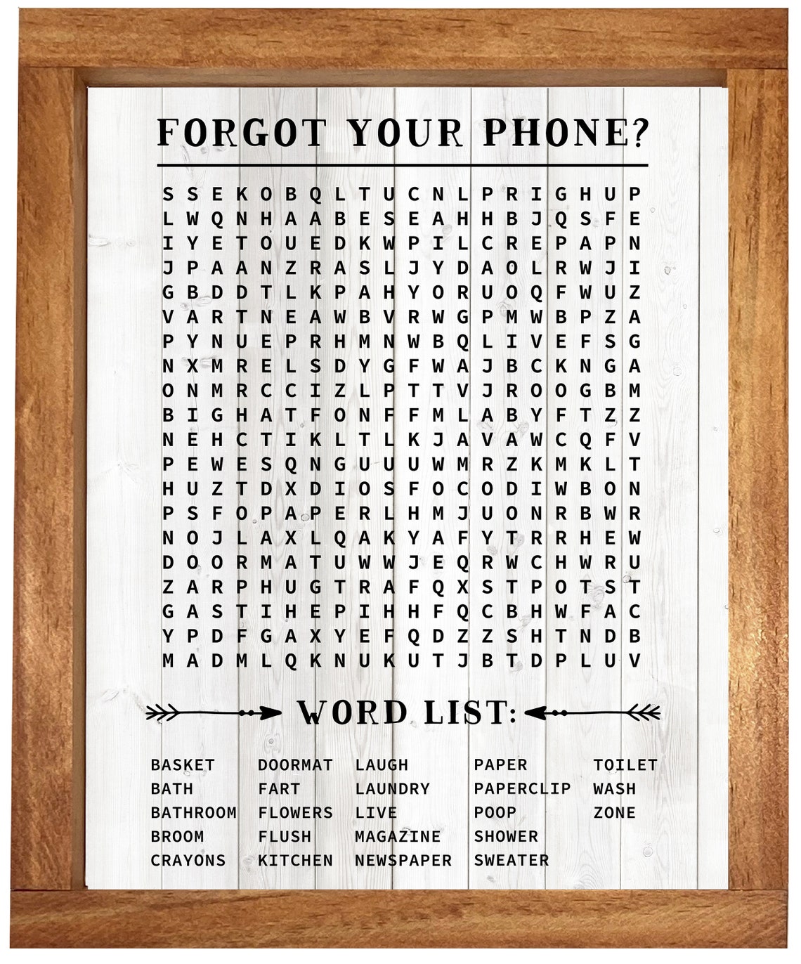 Forgot Your Phone Funny Bathroom Word Search Puzzle Farmhouse Wall Art - Image 2