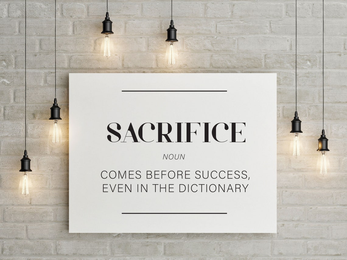 Sacrifice Noun Definition Comes Before Success Office Poster - Image 3