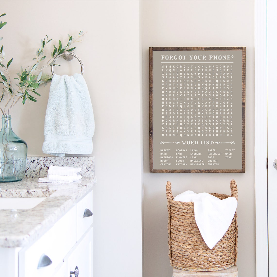 Forgot Your Phone Funny Bathroom Word Search Puzzle Wall Decor Poster - Image 3