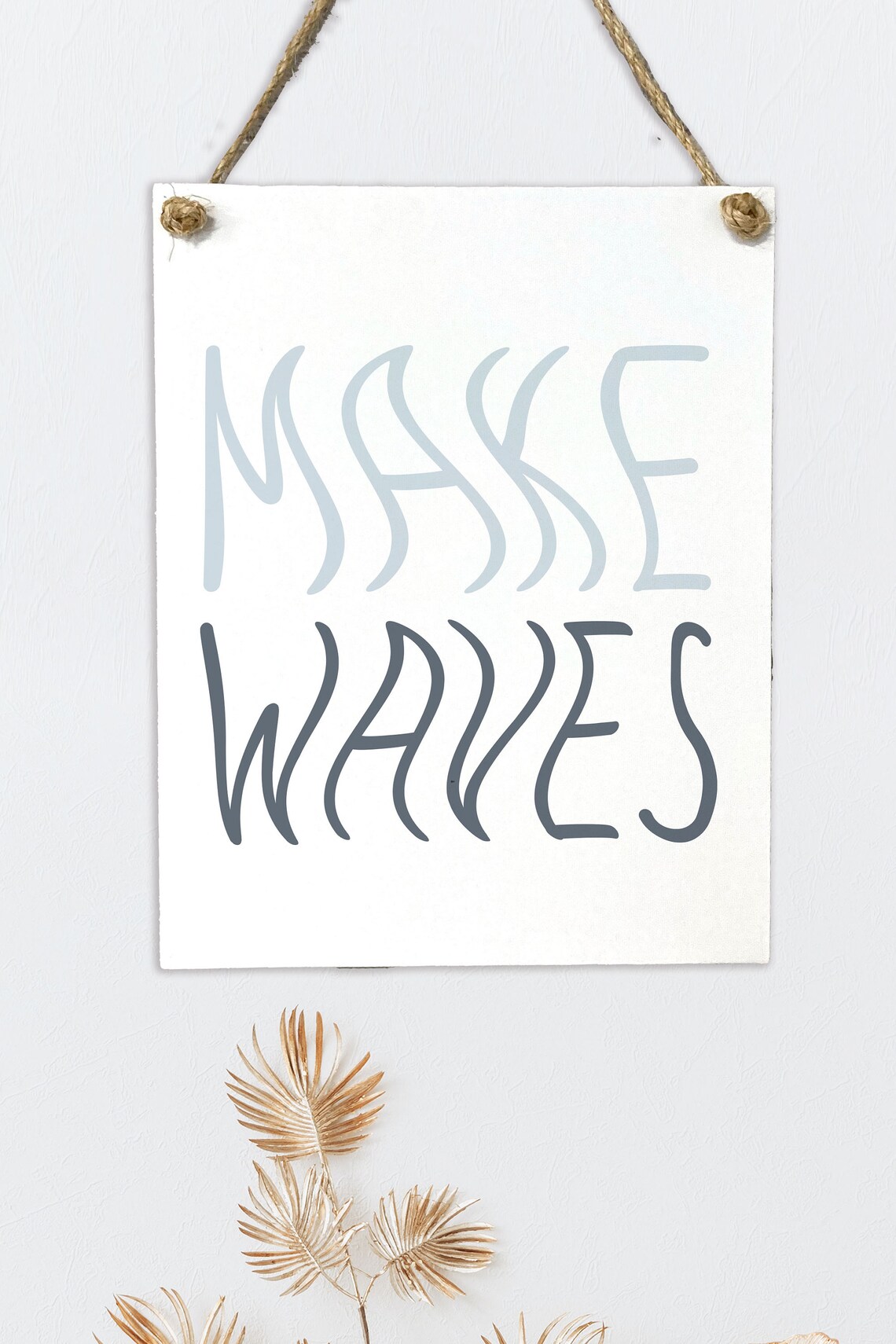Make Waves Minimalist Surf Beach Motivational Quote Wall Poster - Image 2