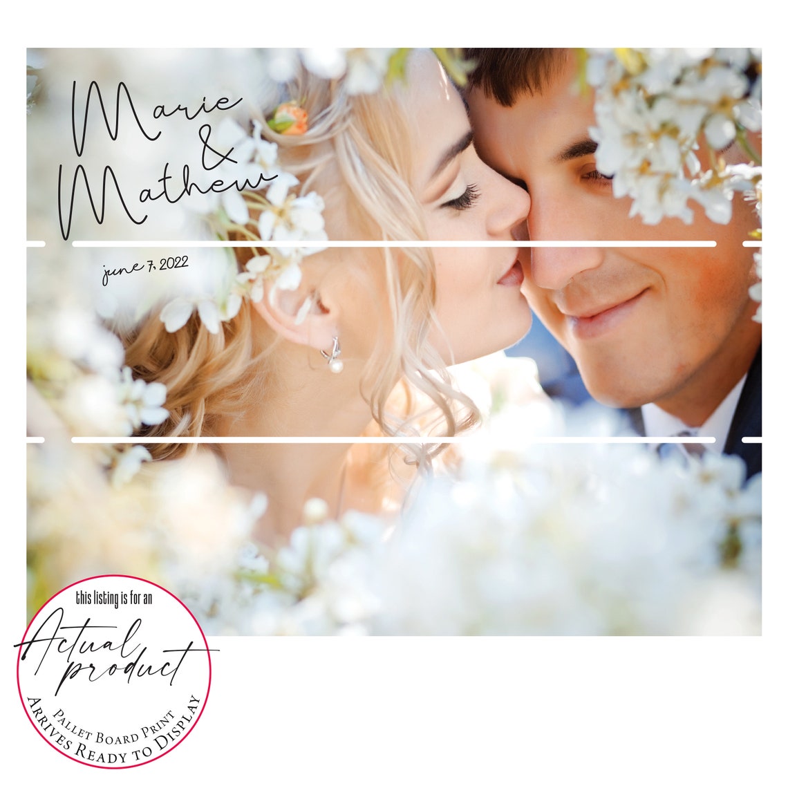 Personalized Wedding Photo Pallet Sign Custom Couple Portrait Print - Image 3