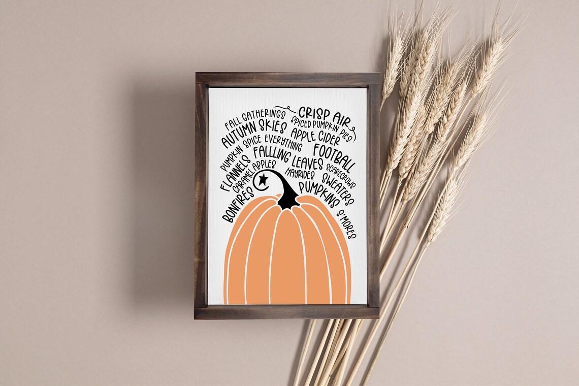 All Things Fall Pumpkin Word Art Collage Autumn Farmhouse Poster - Image 3